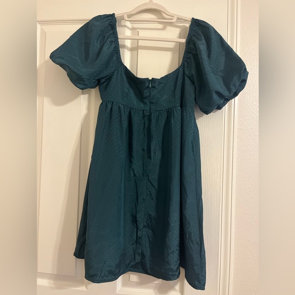 Altar'd State Dark Green Puff sleeve dress - Picture 2 of 5